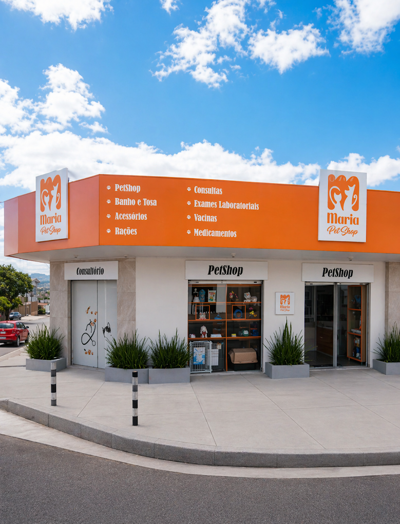Fachada da Maria Pet Shop e clínica veterinária